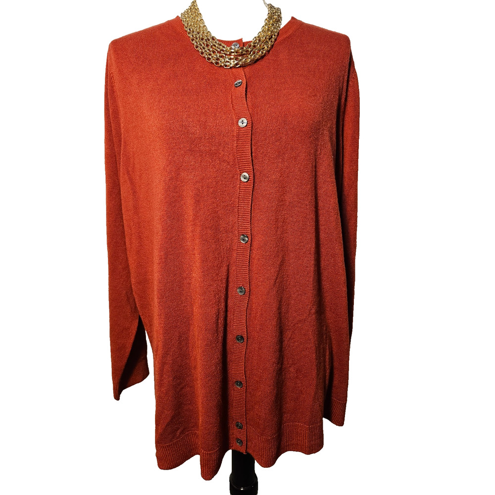 NWT Croft &Barrow Womens Dark Red Soft Button Up Cardigan Sweater Plus 1X